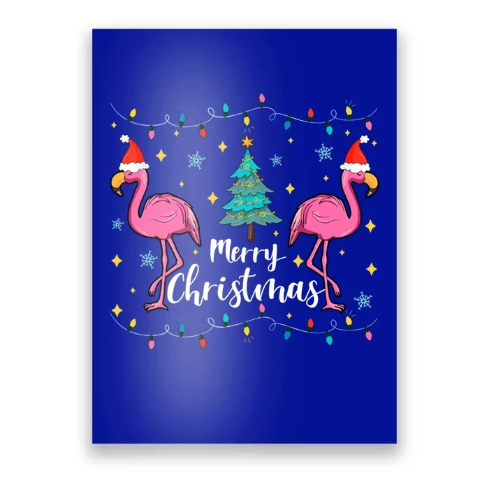 Merry Christmas Funny Santa Hat Flamingo Xmas Tree Christmas Cool Gift Poster