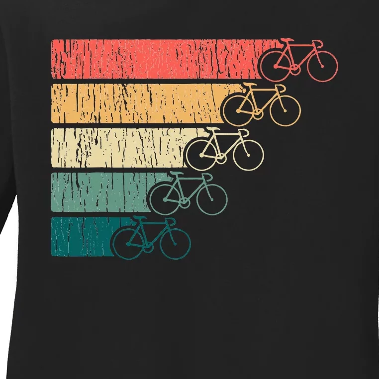 Minimalistic Cycling Funny Biking Bicycle Enthusiast Ladies Long Sleeve Shirt