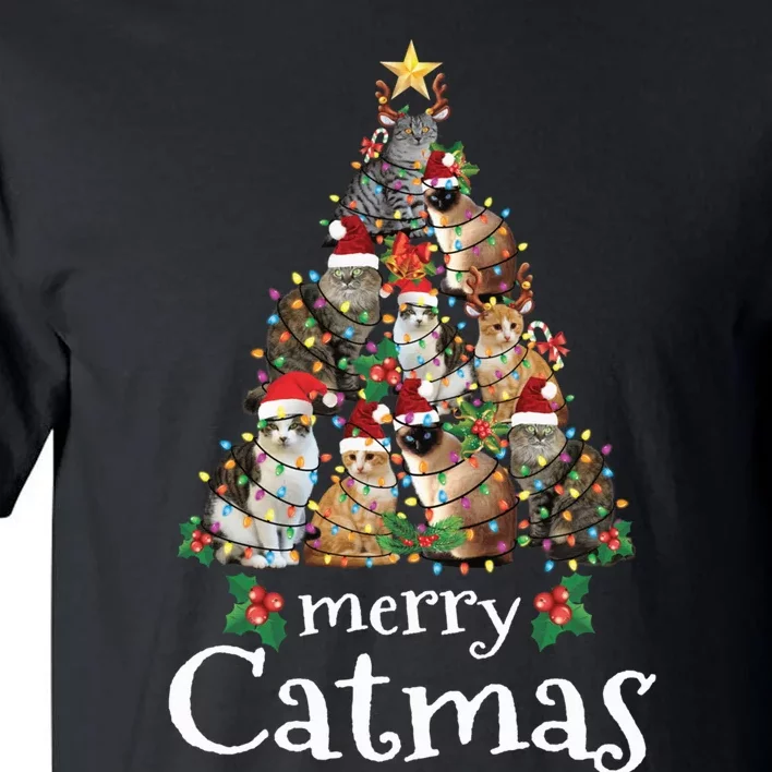 Merry Catmas Funny Cat Mom Cat Dad Christmas Cat Tall T-Shirt