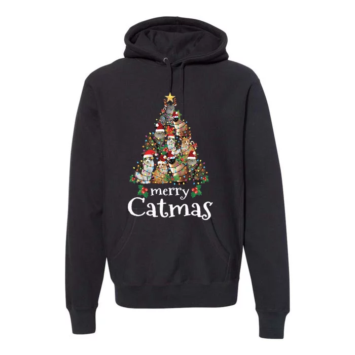 Merry Catmas Funny Cat Mom Cat Dad Christmas Cat Premium Hoodie