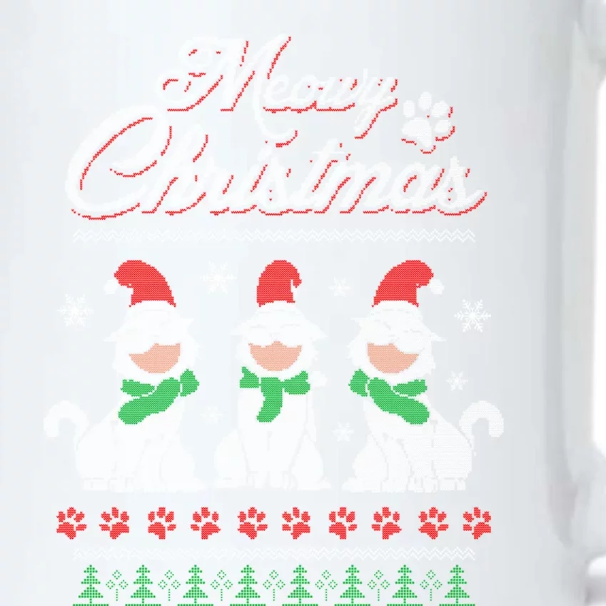 Meowy Catmas Funny Merry Christmas Kitten Cat Ugly Sweater Gift Black Color Changing Mug