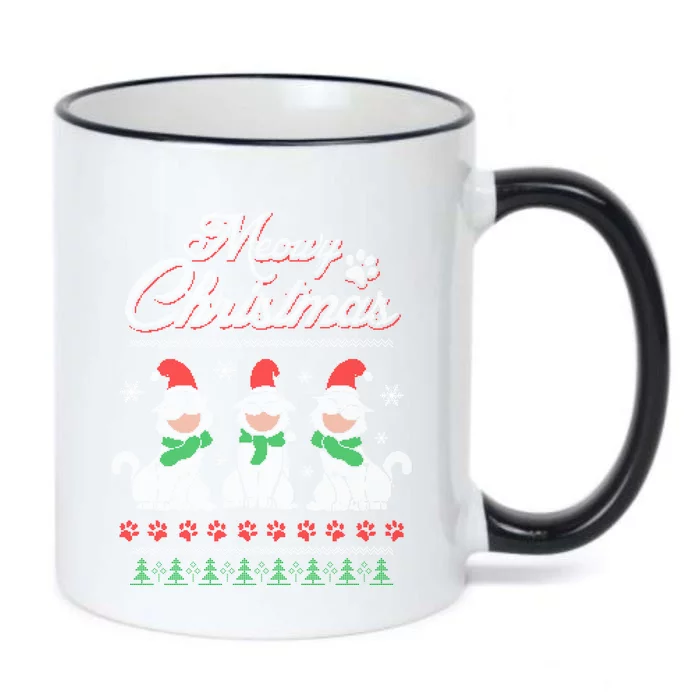 Meowy Catmas Funny Merry Christmas Kitten Cat Ugly Sweater Gift Black Color Changing Mug