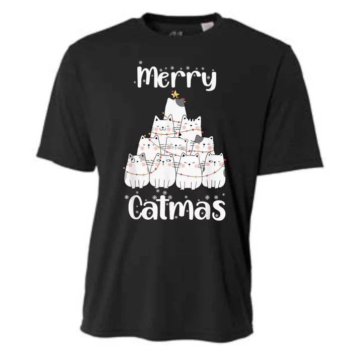 Merry Catmas Funny Merry Christmas Cat Pun for Cat Lovers Cooling Performance Crew T-Shirt