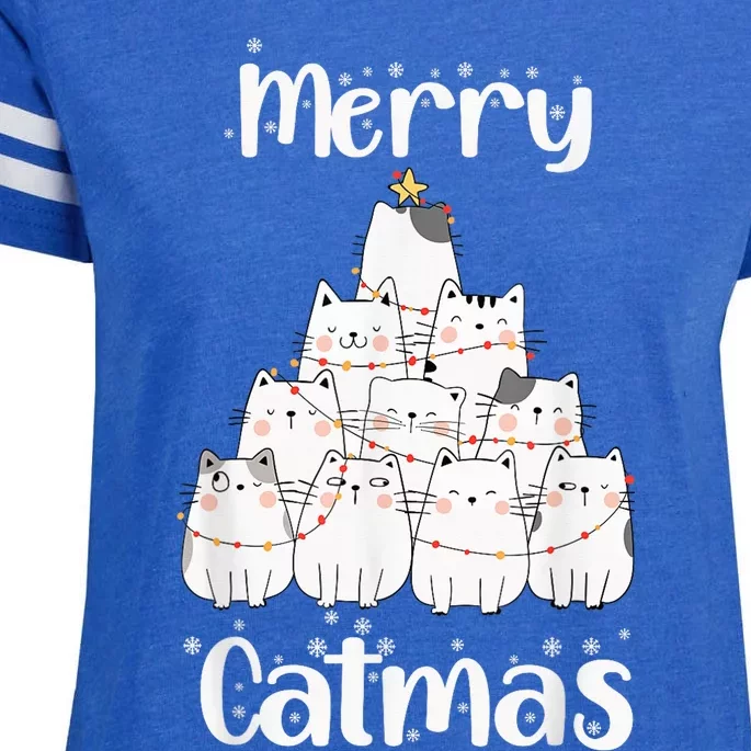 Merry Catmas Funny Merry Christmas Cat Pun for Cat Lovers Enza Ladies Jersey Football T-Shirt