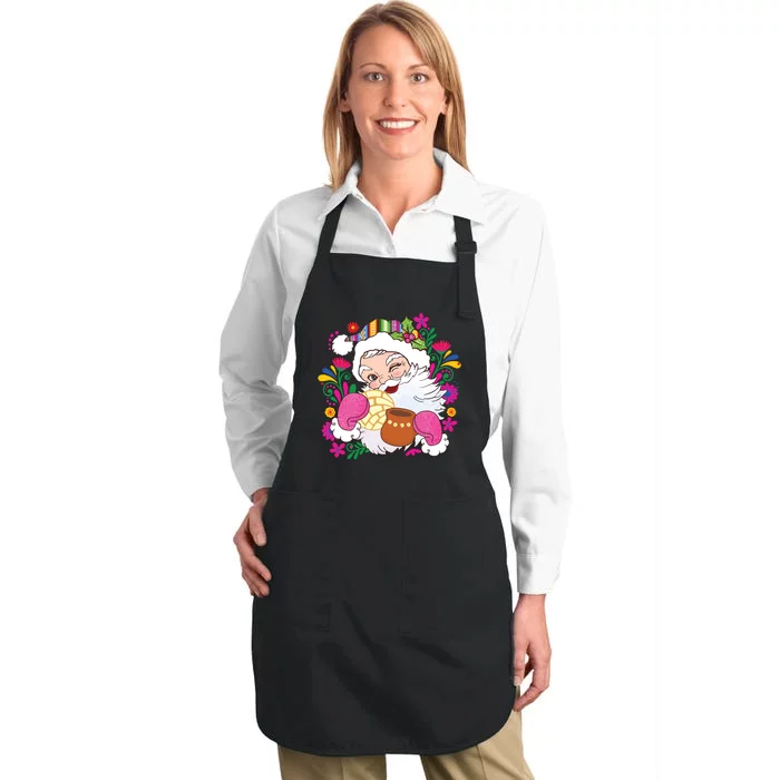 Mexican Christmas Feliz Navidad Latina Christmas Full-Length Apron With Pocket