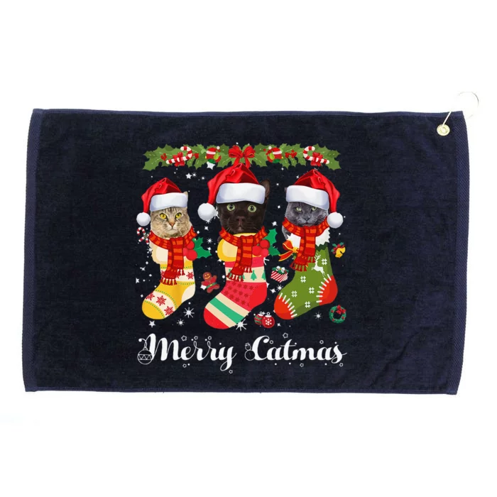 Merry Catmas Funny Cat Decor Cat Mom Cat Dad Cat Christmas Grommeted Golf Towel