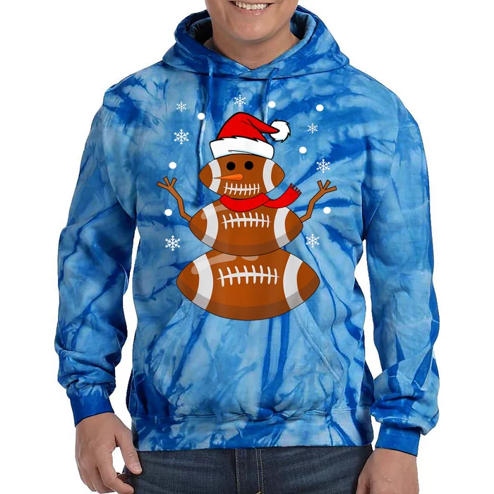 Merry Christmas Football Player Ball Snow Xmas Pajama Cool Gift Tie Dye Hoodie