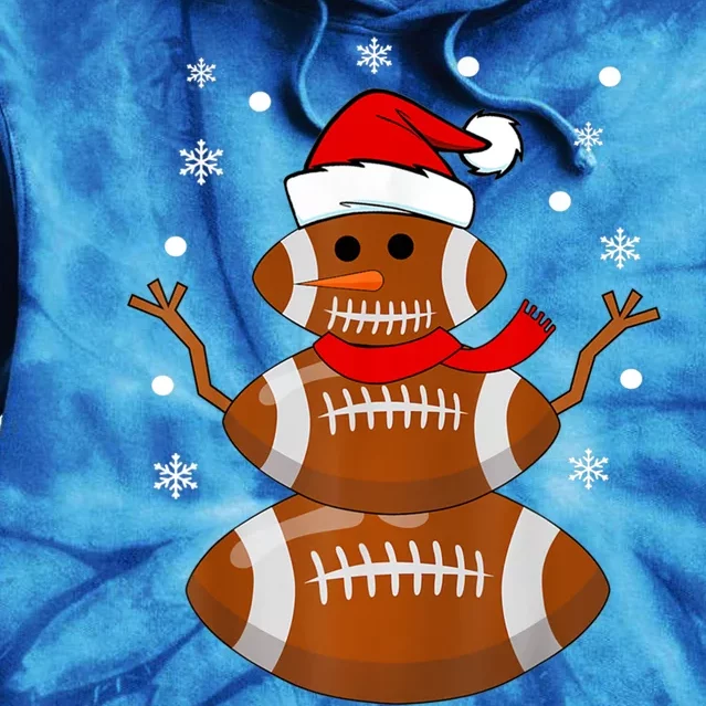 Merry Christmas Football Player Ball Snow Xmas Pajama Cool Gift Tie Dye Hoodie