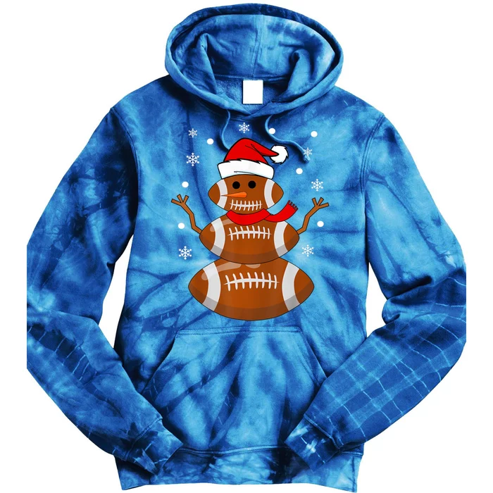 Merry Christmas Football Player Ball Snow Xmas Pajama Cool Gift Tie Dye Hoodie