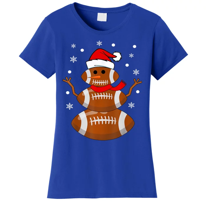 Merry Christmas Football Player Ball Snow Xmas Pajama Cool Gift Women's T-Shirt