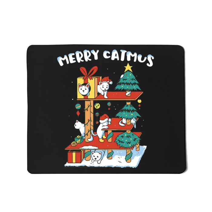 Merry Catmas Funny Cat Mom Cat Dad Christmas Cat Tree Toy Mousepad