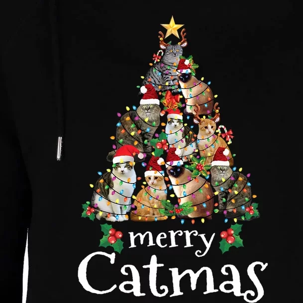 Merry Catmas Funny Cat Mom Cat Dad Christmas Cat Womens Funnel Neck Pullover Hood