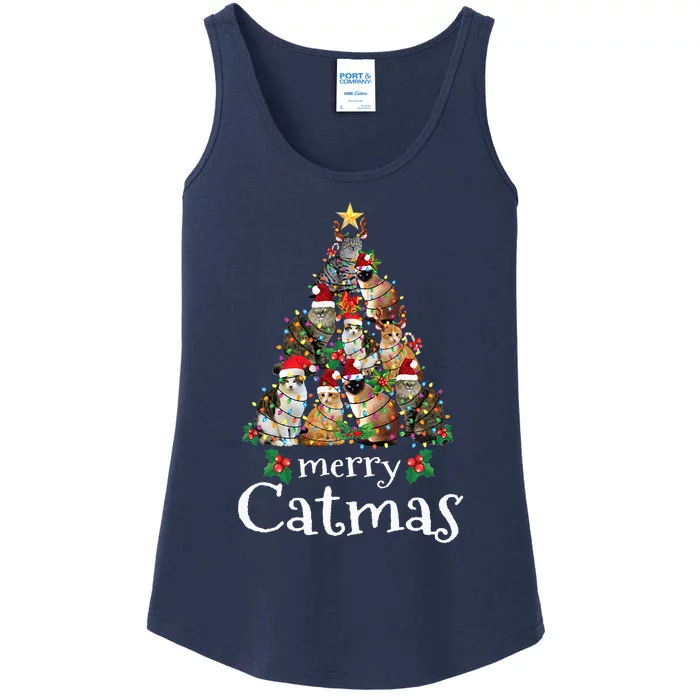 Merry Catmas Funny Cat Mom Cat Dad Christmas Cat Ladies Essential Tank