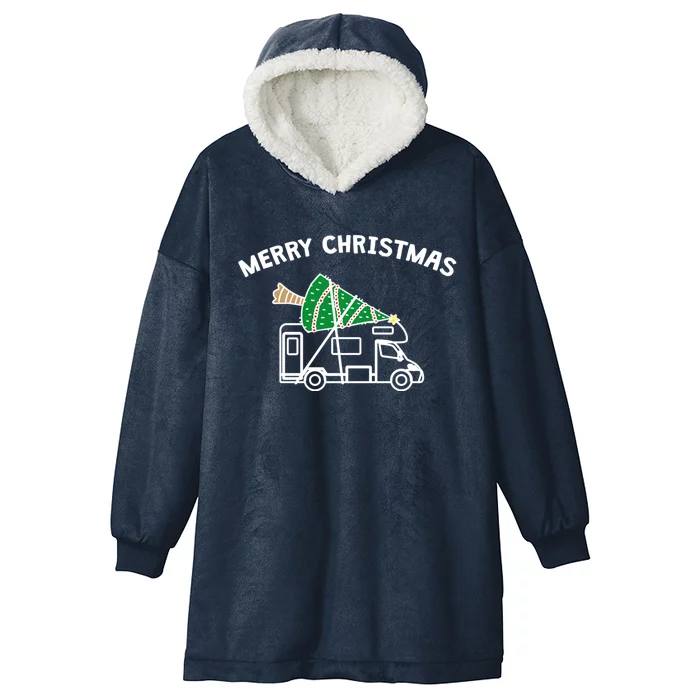 Merry Christmas Funny Camper Rv Camping Christmas Gift Hooded Wearable Blanket