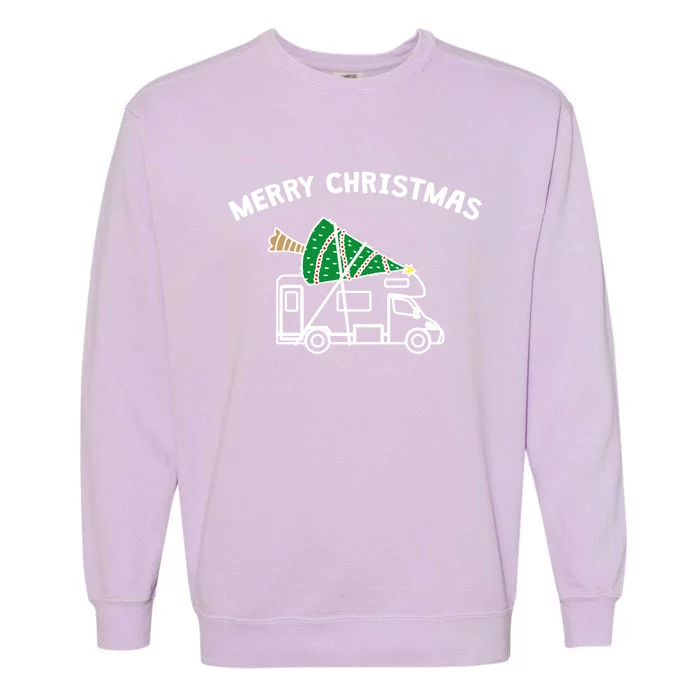 Merry Christmas Funny Camper Rv Camping Christmas Gift Garment-Dyed Sweatshirt