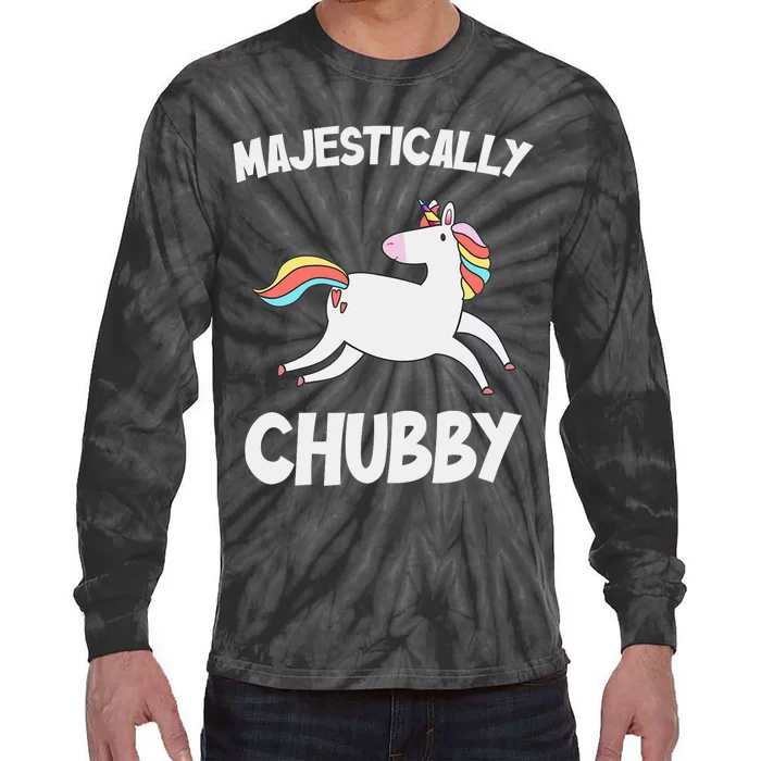 Majestically Chubby Funny Unicorn Tie-Dye Long Sleeve Shirt