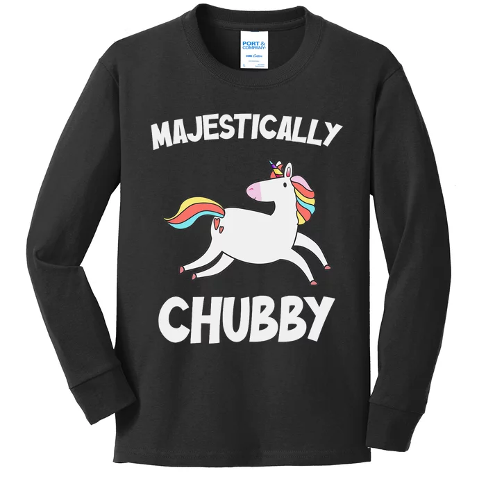 Majestically Chubby Funny Unicorn Kids Long Sleeve Shirt