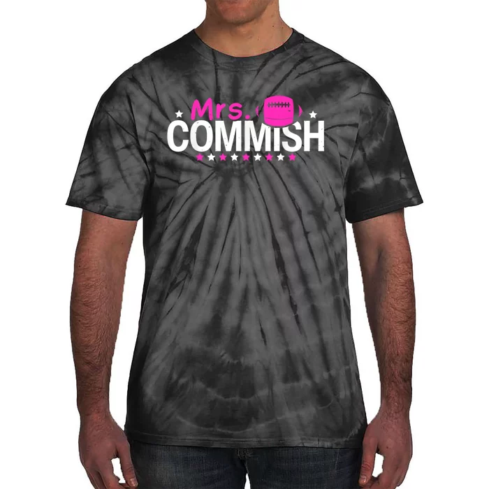 Mrs Commish Funny Fantasy Football Commissioner Tie-Dye T-Shirt