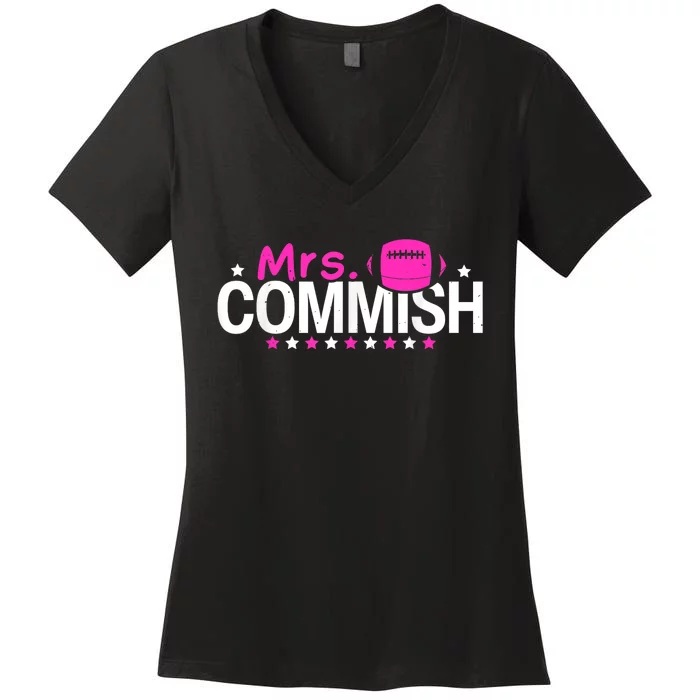 Mrs Commish Funny Fantasy Football Commissioner Women's V-Neck T-Shirt