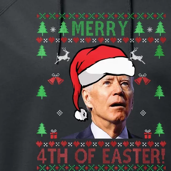 Merry Christmas Funny Joe Biden Happy 4th Of July Ugly Xmas Performance Fleece Hoodie