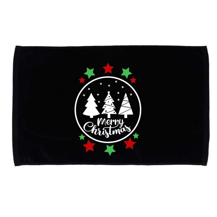 Merry Christmas Festive Circle Logo Microfiber Hand Towel