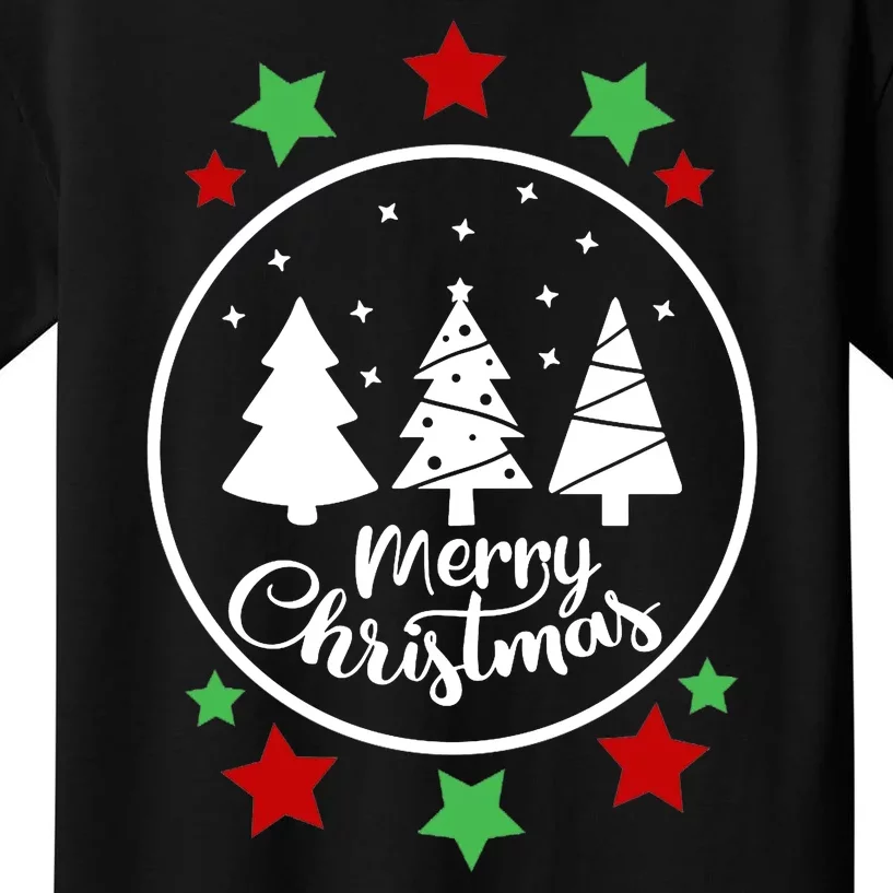 Merry Christmas Festive Circle Logo Kids T-Shirt