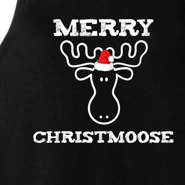 Merry Christmoose Funny Christmas Moose Gift Meaningful Gift Ladies Tri-Blend Wicking Tank