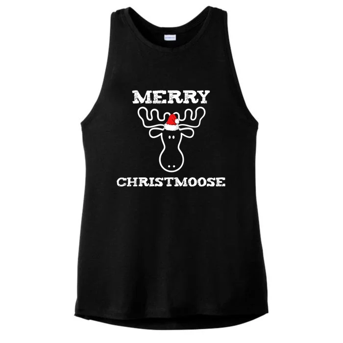 Merry Christmoose Funny Christmas Moose Gift Meaningful Gift Ladies Tri-Blend Wicking Tank