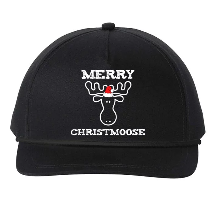 Merry Christmoose Funny Christmas Moose Gift Meaningful Gift Snapback Five-Panel Rope Hat