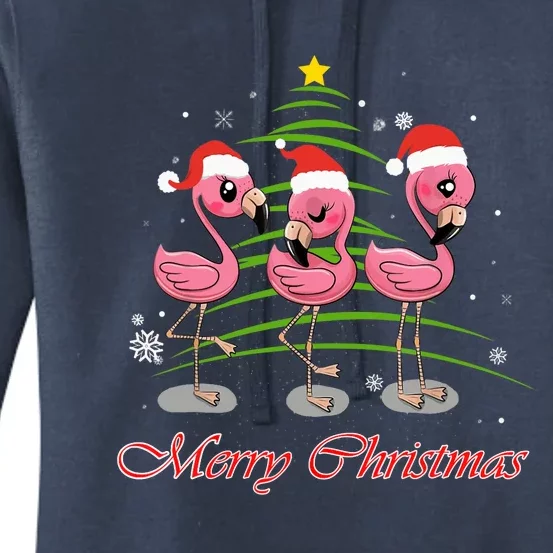 Merry Christmas Flamingo Santa Hat Funny Gifts Teens Girls Women's Pullover Hoodie