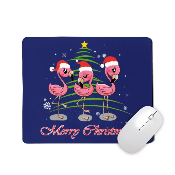 Merry Christmas Flamingo Santa Hat Funny Gifts Teens Girls Mousepad