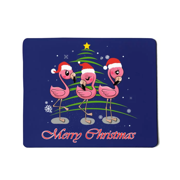 Merry Christmas Flamingo Santa Hat Funny Gifts Teens Girls Mousepad