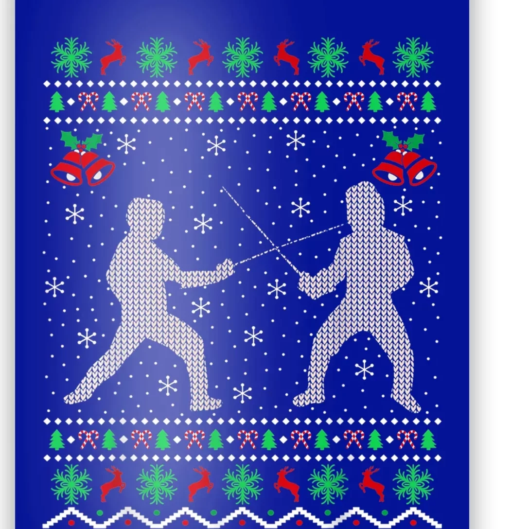 Merry Christmas Fencing Fencer Sport Xmas Funny Gift Ugly Sweater Cute Gift Poster