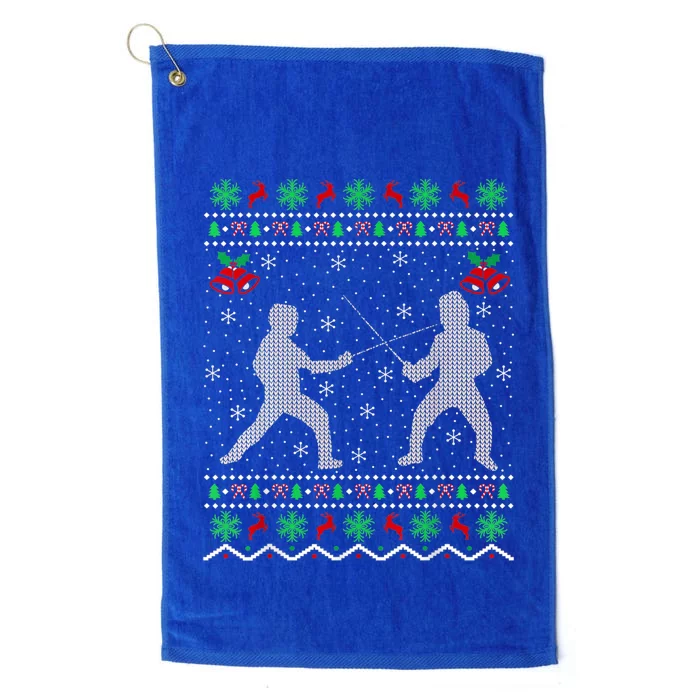 Merry Christmas Fencing Fencer Sport Xmas Funny Gift Ugly Sweater Cute Gift Platinum Collection Golf Towel