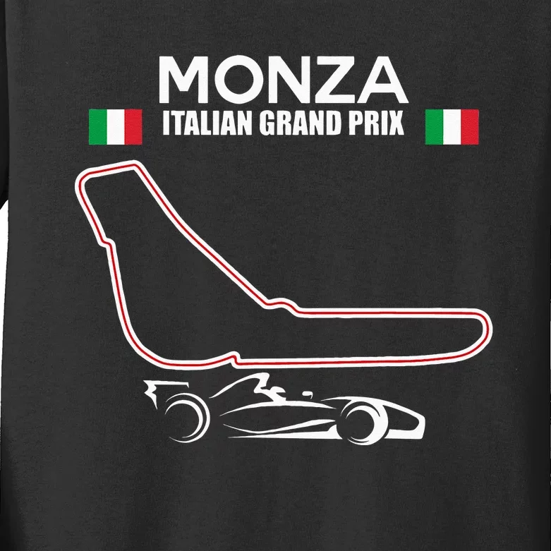 Monza Circuit Formula Racing Car Italian Grand Prix Kids Long Sleeve Shirt