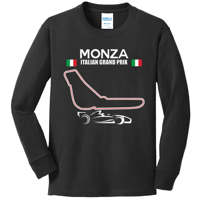 Monza Circuit Formula Racing Car Italian Grand Prix Kids Long Sleeve Shirt