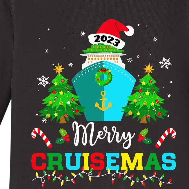 Merry Cruisemas Funny Cruise Ship Family Ugly Christmas Cute Baby Long Sleeve Bodysuit