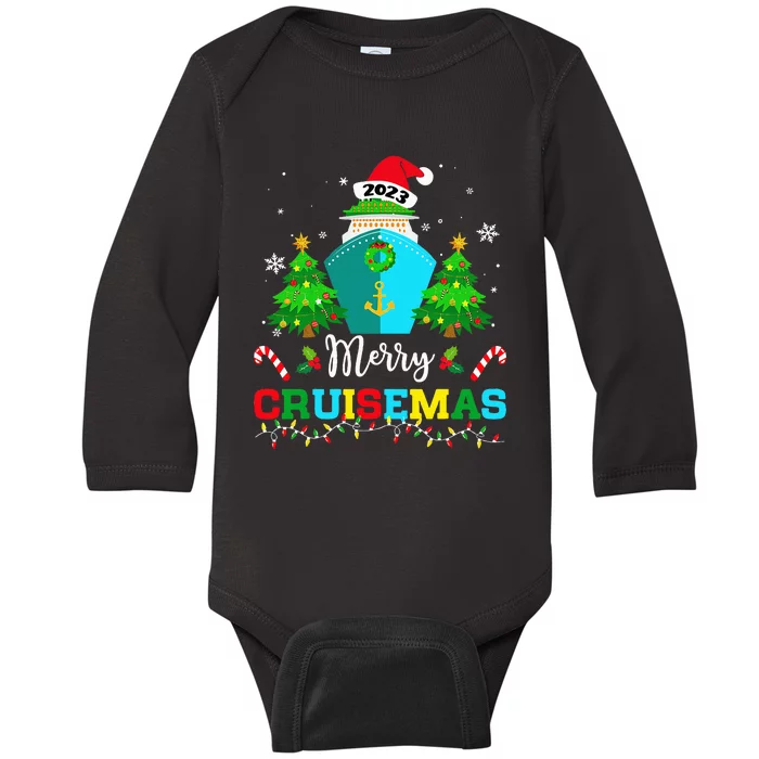 Merry Cruisemas Funny Cruise Ship Family Ugly Christmas Cute Baby Long Sleeve Bodysuit