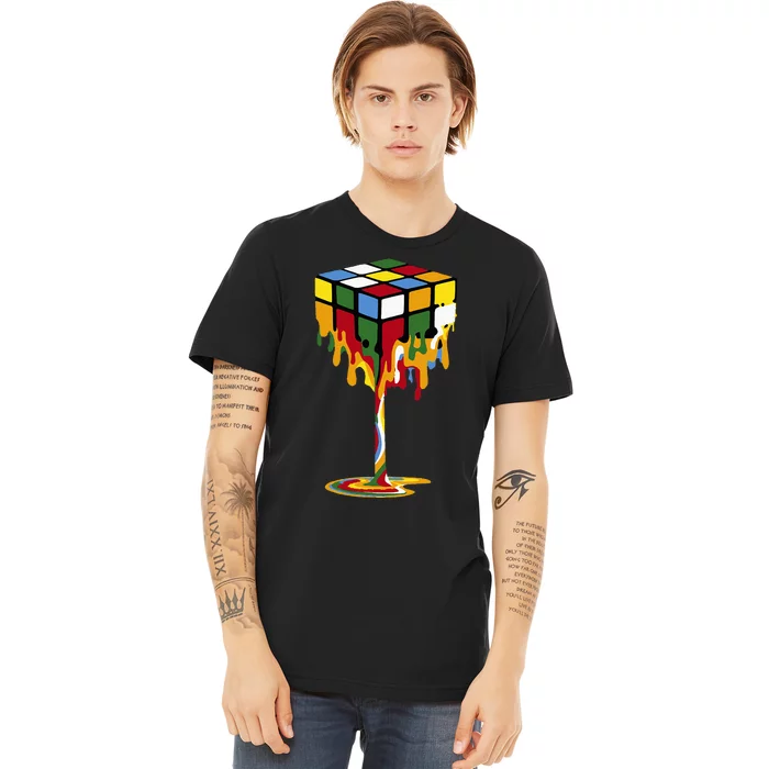 Melting Cube Funny Rubik Rubix Rubics Premium T-Shirt