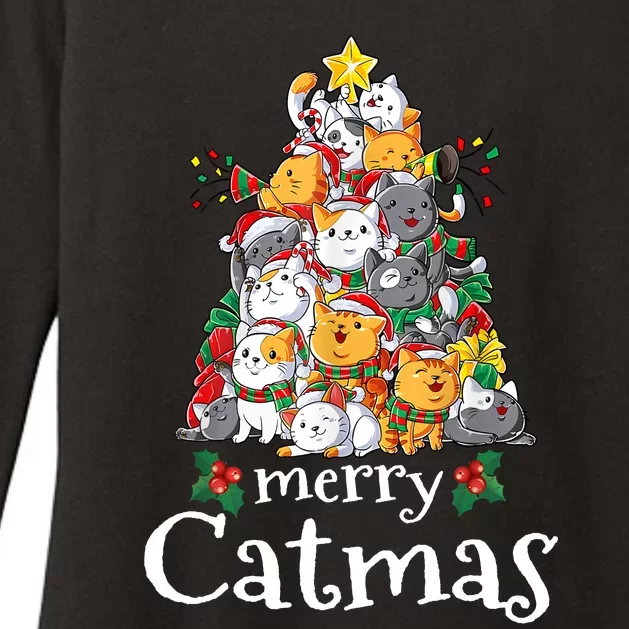 Merry Catmas Funny Cat Dad Cat Mom Christmas Cat Womens CVC Long Sleeve Shirt