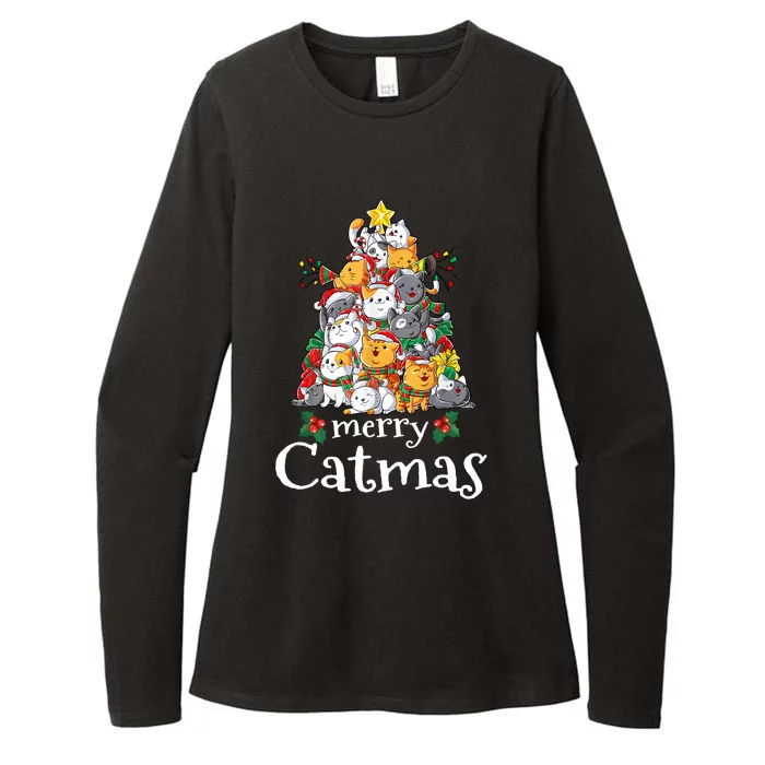 Merry Catmas Funny Cat Dad Cat Mom Christmas Cat Womens CVC Long Sleeve Shirt