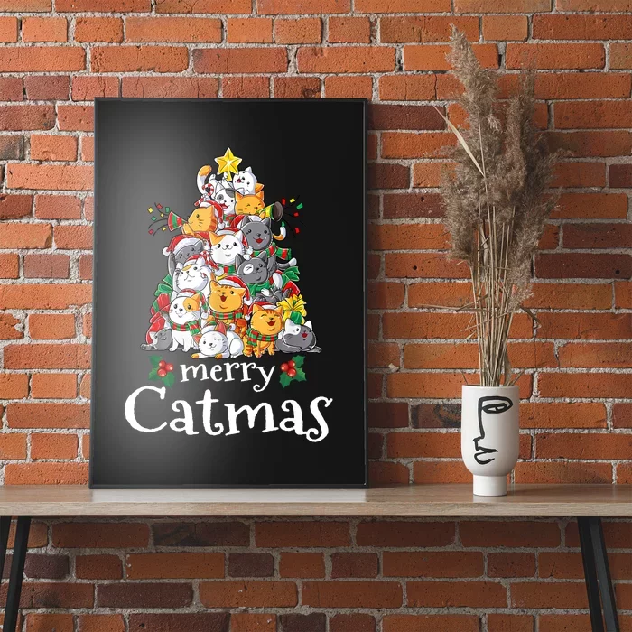 Merry Catmas Funny Cat Dad Cat Mom Christmas Cat Poster