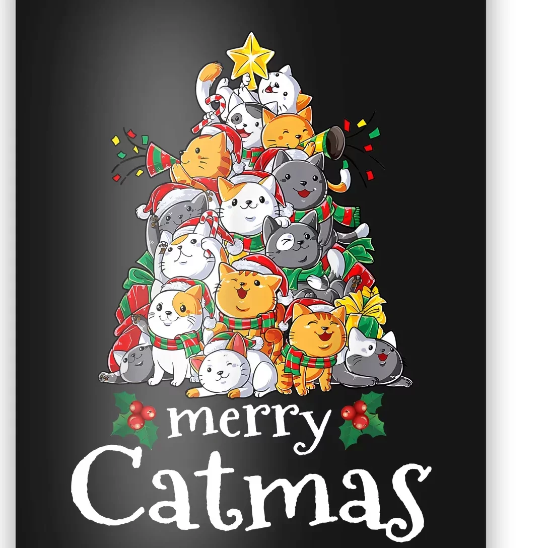 Merry Catmas Funny Cat Dad Cat Mom Christmas Cat Poster