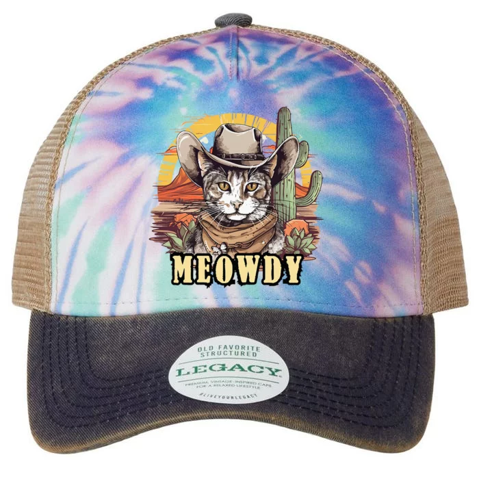 Meowdy Cat Funny Howdy Meme Wild West Cowboy Hat Legacy Tie Dye Trucker Hat