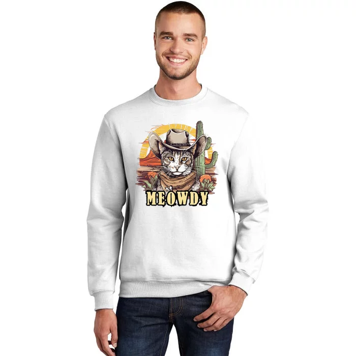 Meowdy Cat Funny Howdy Meme Wild West Cowboy Hat Sweatshirt