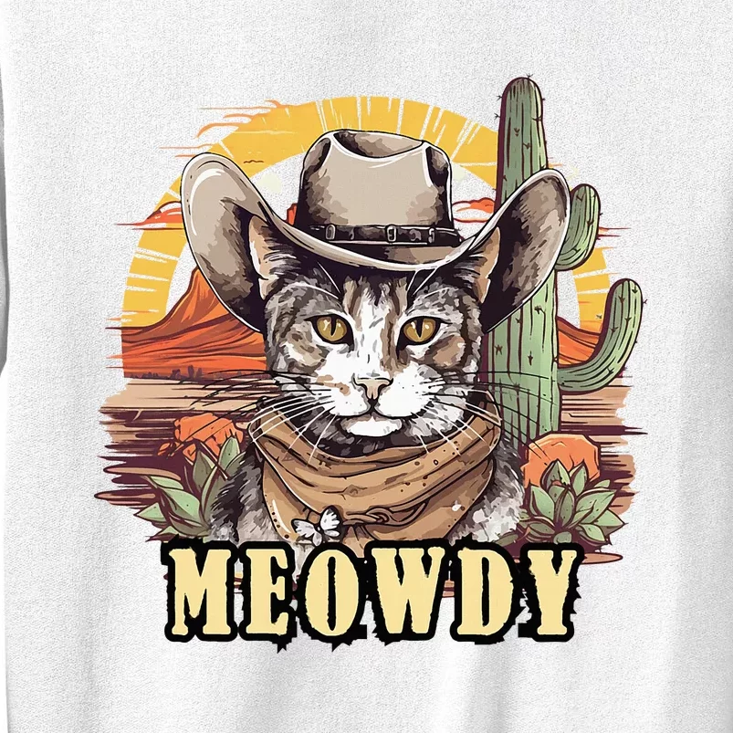 Meowdy Cat Funny Howdy Meme Wild West Cowboy Hat Sweatshirt