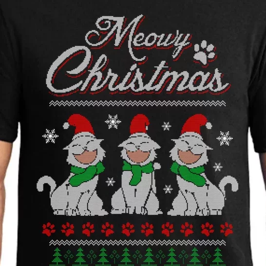 Meowy Catmas Funny Merry Christmas Kitten Cat Ugly Sweater Pajama Set