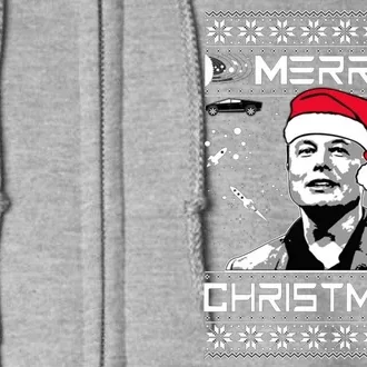 Merry Christmusk Funny Elon Meme Musk Ugly Christmas Sweater Graphic Full Zip Hoodie