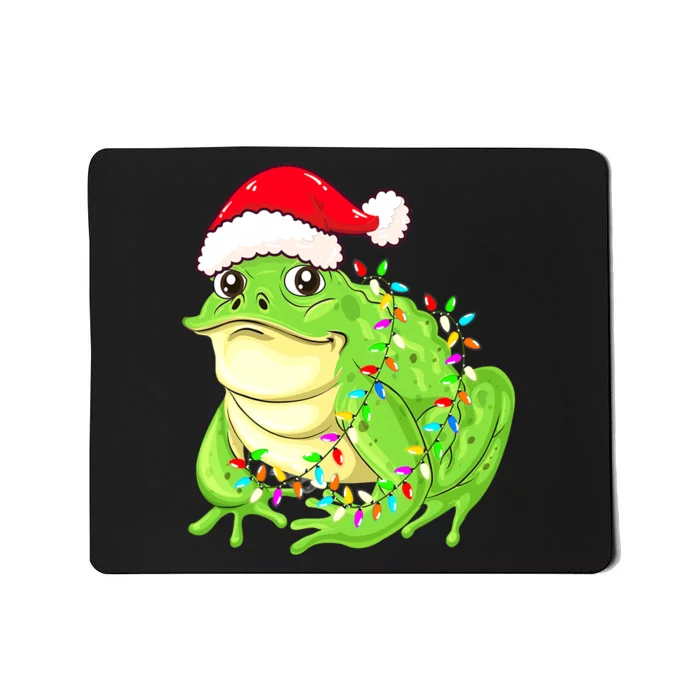 Merry Christmas Frog Santa Hat Lights Xmas Mousepad