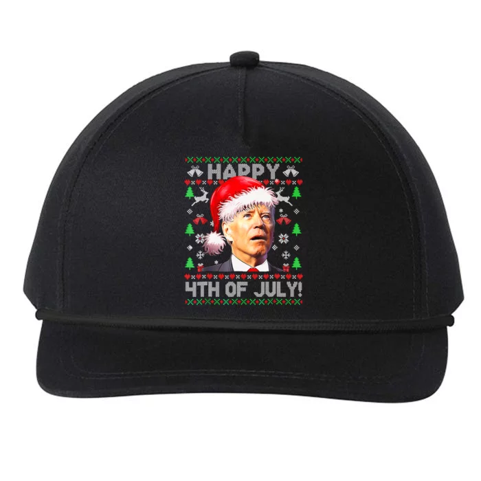 Merry Christmas Funny Joe Biden Happy 4th Of July Ugly Xmas Snapback Five-Panel Rope Hat